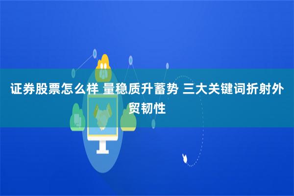 证券股票怎么样 量稳质升蓄势 三大关键词折射外贸韧性
